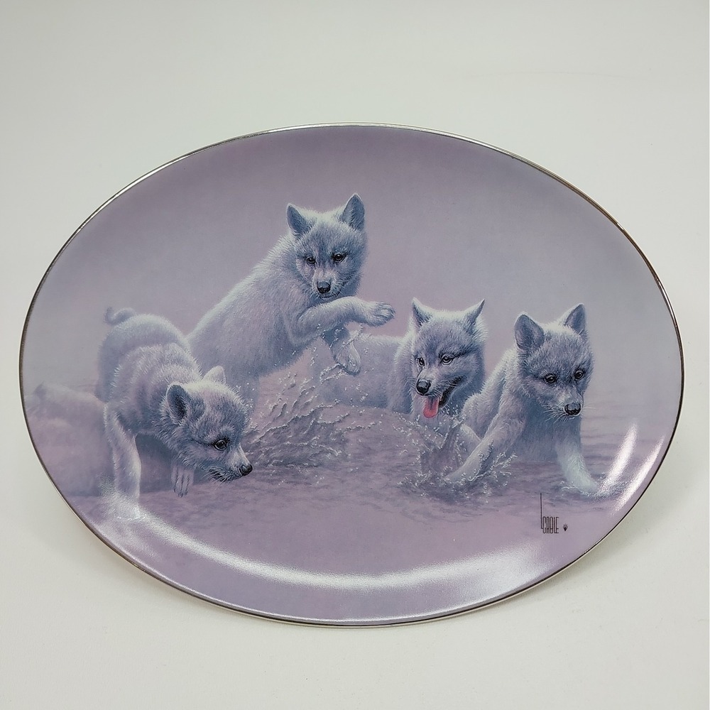 Collectible Bradford Exchange "Splash Dance" in "The Wild Bunch" Series Wolves